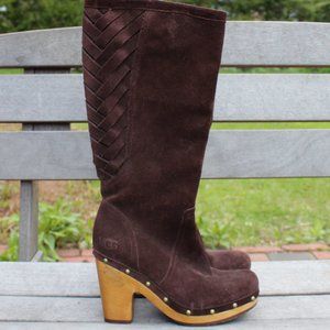 UGG Boots Brown Suede Boot Wooden Heel